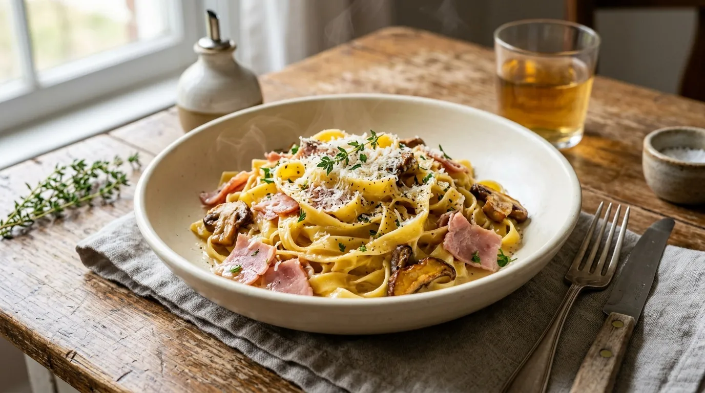 Pâte jambon champignon crème : recette facile