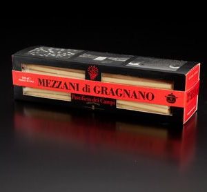 Mezzani di Gragnano, pâte en forme de paille ou gros tube, par le producteur Pastificio dei Campi.