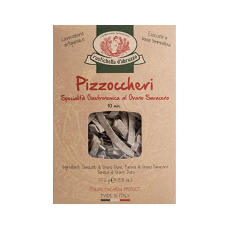Les pâtes artisanales de Rustichella d'Abruzzo les pizzoccheri sont une spécialité culinaire italienne, à découvrir chez "Les Bonnes Pâtes".