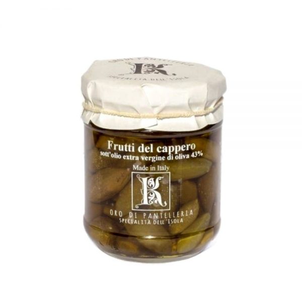 Délicieux câprons à l'huile d'olive de Kazzen, producteur de l'île de Pantelleria.