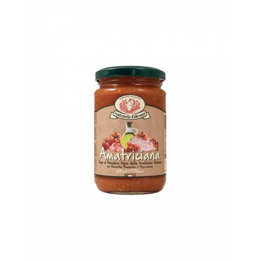 Dans la boutique Les Bonnes Pâtes, on trouve aussi de bonnes sauces issues de recettes traditionnelles italiennes comme l'Amatriciana.