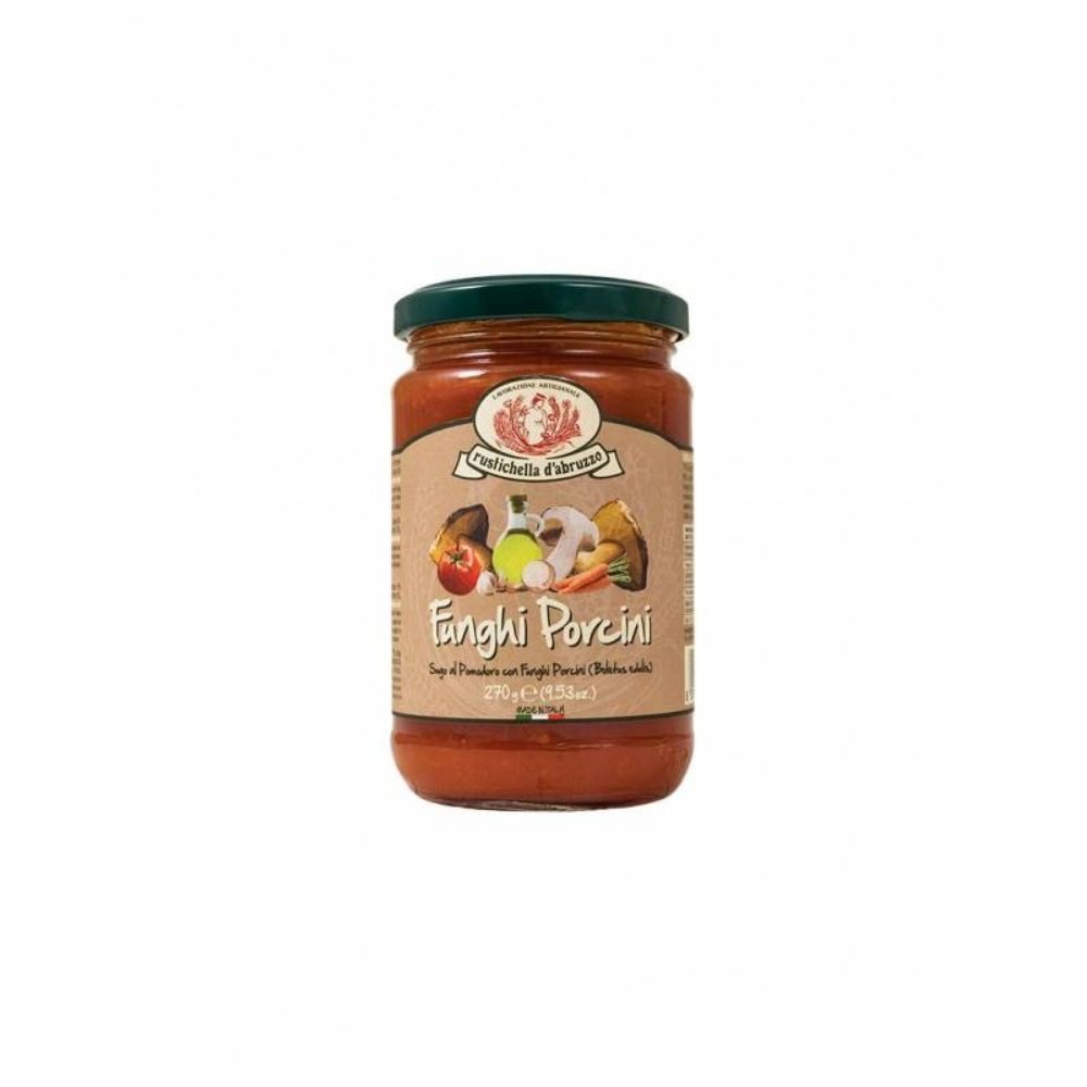 Dans la boutique Les Bonnes Pâtes, on trouve aussi de bonnes sauces issues de recettes traditionnelles italiennes comme la Sauce aux cèpes fughi porcini.