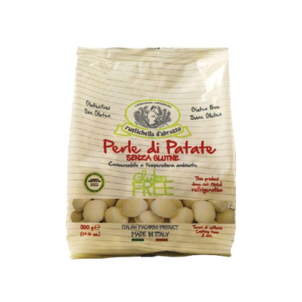 On trouve aussi du bon gluten free dans l'épicerie italienne, des perles de pommes de terre bio par exemple de chez Rustichella d'Abruzzo, identiques aux gnocchi mais glutenfree.