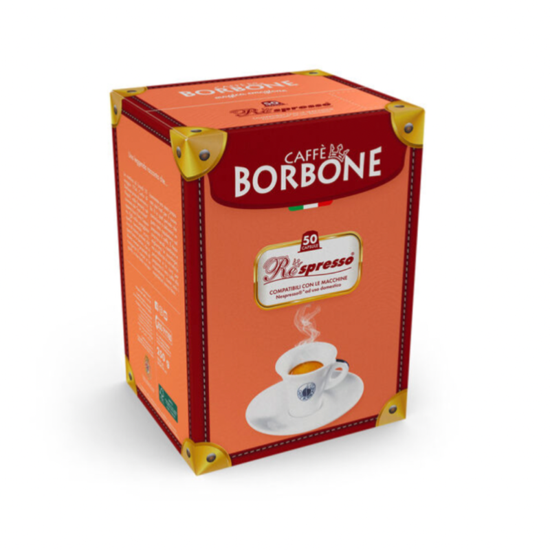 Découvrez cette boîte de 50 capsules de caffè borbone, délicieux café italien, compatible avec les machines nespresso