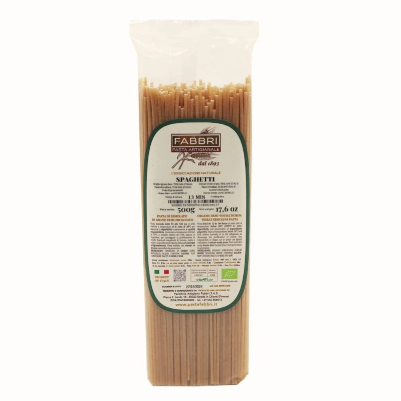 Merveilleux spaghetti au blé ancien semi-complet du producteur toscan Giovanni Fabbri disponibles exclusivement ici à Rennes.